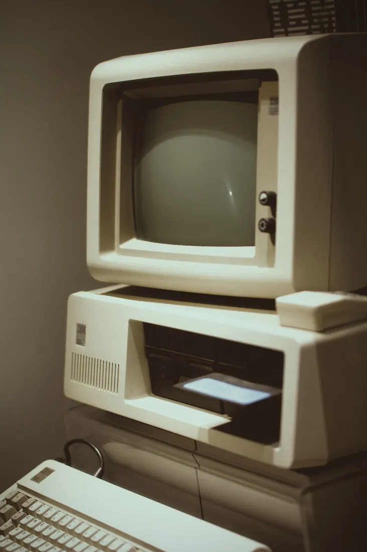 Eclectic retro office with vintage equipment